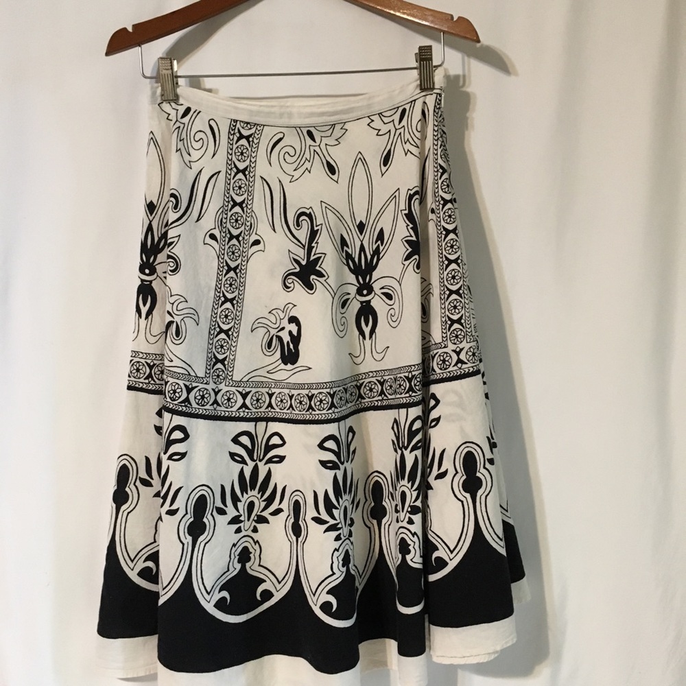 Ash & Sara Black/White Cotton A-Line Skirt